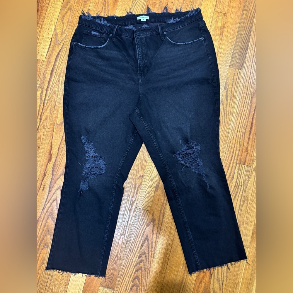 Good American Black Distressed Jeans